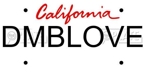 DMBLOVE California License Plate