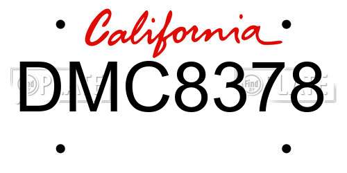 DMC8378 California License Plate