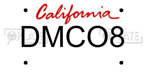 DMCO8 California License Plate