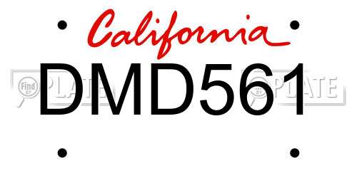 DMD561 California License Plate