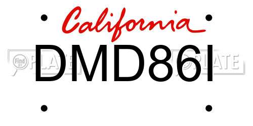 DMD86I California License Plate