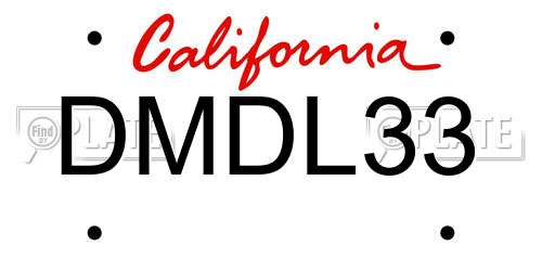 DMDL33 California License Plate