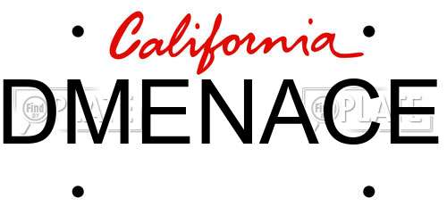 DMENACE California License Plate