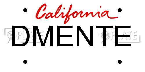 DMENTE California License Plate