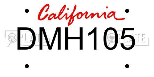 DMH105 California License Plate