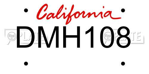 DMH108 California License Plate