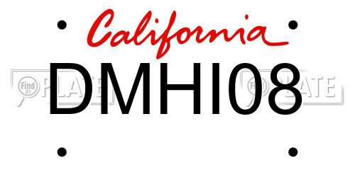 DMHI08 California License Plate