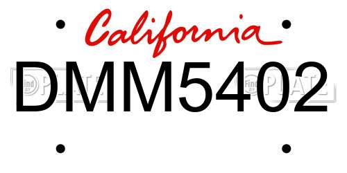 DMM5402 California License Plate