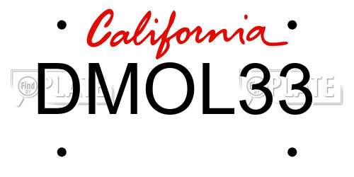 DMOL33 California License Plate