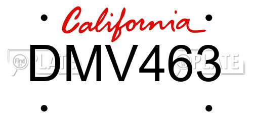 DMV463 California License Plate