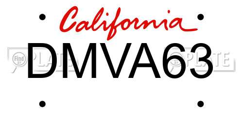 DMVA63 California License Plate