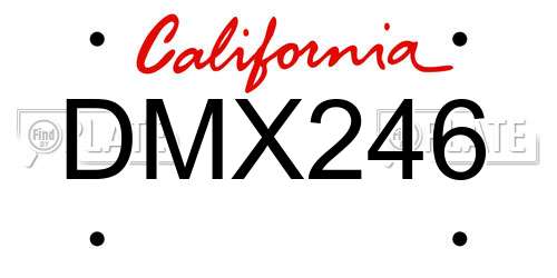 DMX246 California License Plate
