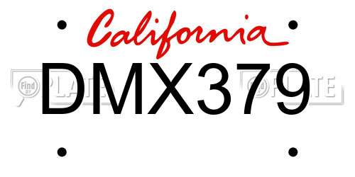 DMX379 California License Plate
