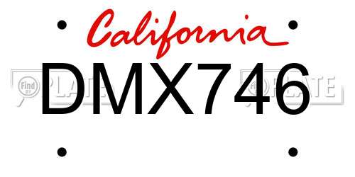DMX746 California License Plate