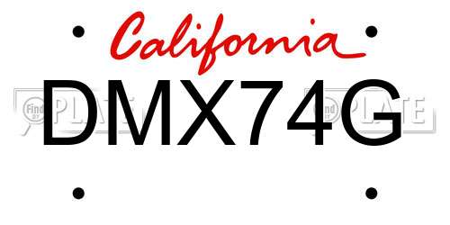 DMX74G California License Plate