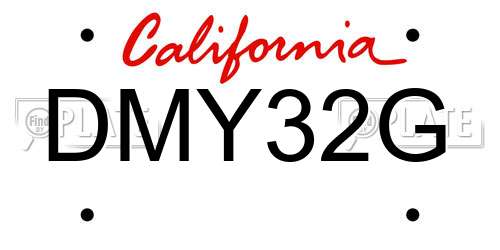 DMY32G California License Plate