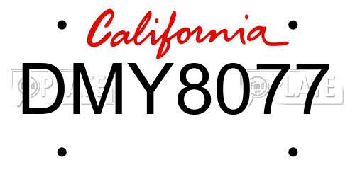 DMY8077 California License Plate