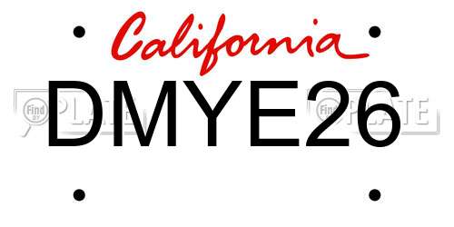 DMYE26 California License Plate