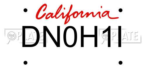 DN0H1I California License Plate