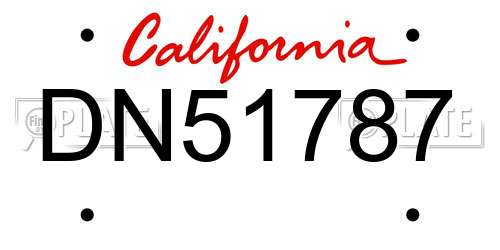 DN51787 California License Plate