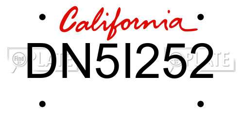 DN5I252 California License Plate
