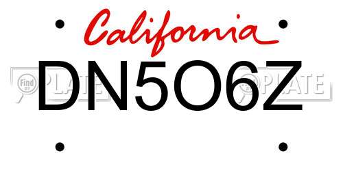 DN5O6Z California License Plate