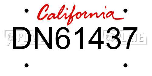 DN61437 California License Plate