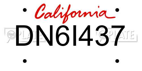 DN6I437 California License Plate