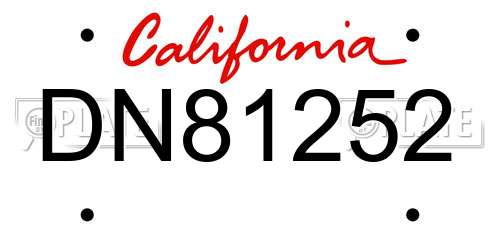 DN81252 California License Plate