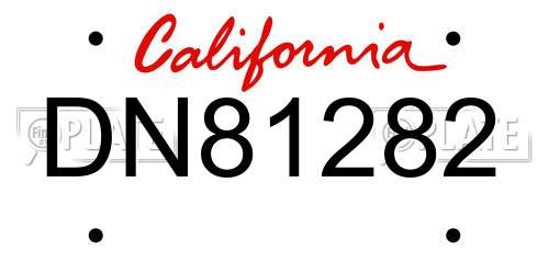 DN81282 California License Plate