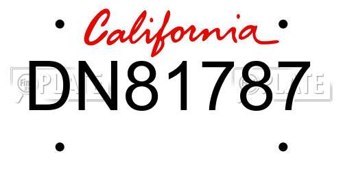 DN81787 California License Plate