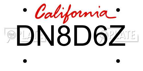 DN8D6Z California License Plate