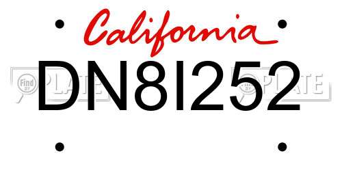 DN8I252 California License Plate