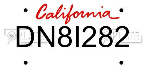 DN8I282 California License Plate