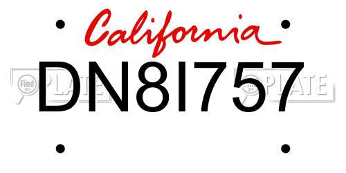 DN8I757 California License Plate
