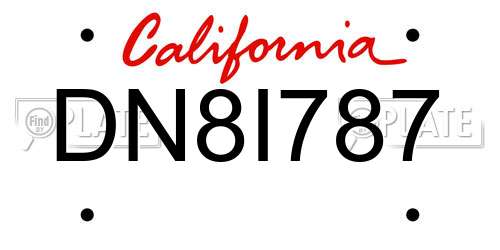 DN8I787 California License Plate
