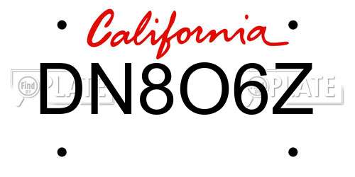 DN8O6Z California License Plate
