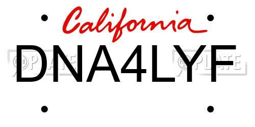 DNA4LYF California License Plate