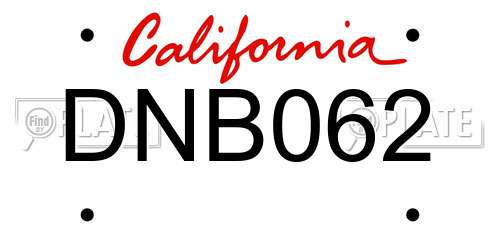 DNB062 California License Plate