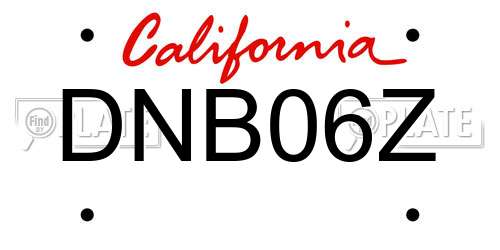 DNB06Z California License Plate