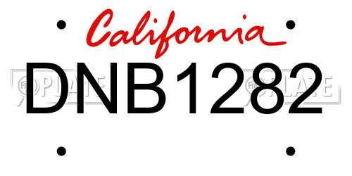 DNB1282 California License Plate