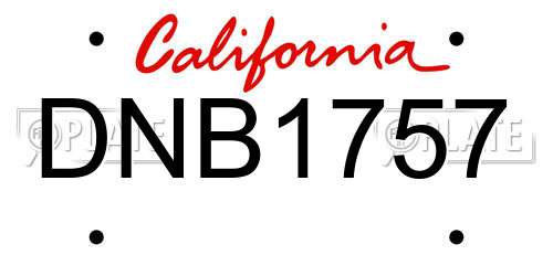 DNB1757 California License Plate