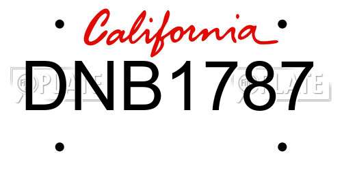 DNB1787 California License Plate