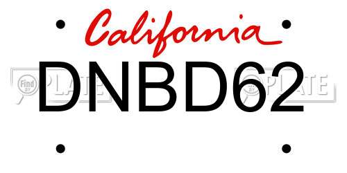 DNBD62 California License Plate