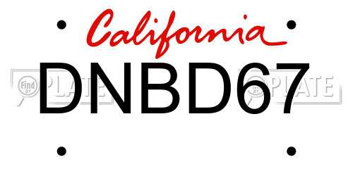 DNBD67 California License Plate