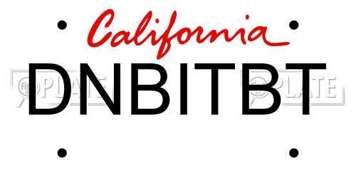 DNBITBT California License Plate