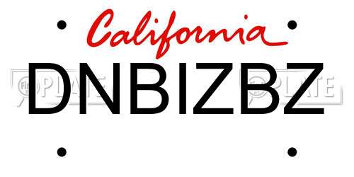 DNBIZBZ California License Plate