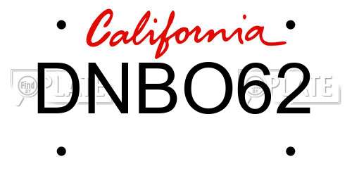 DNBO62 California License Plate