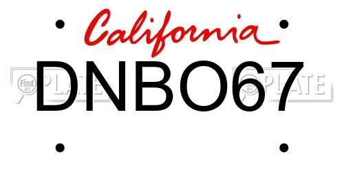 DNBO67 California License Plate