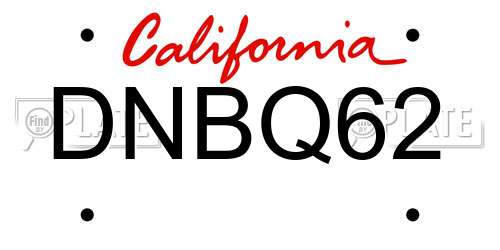 DNBQ62 California License Plate
